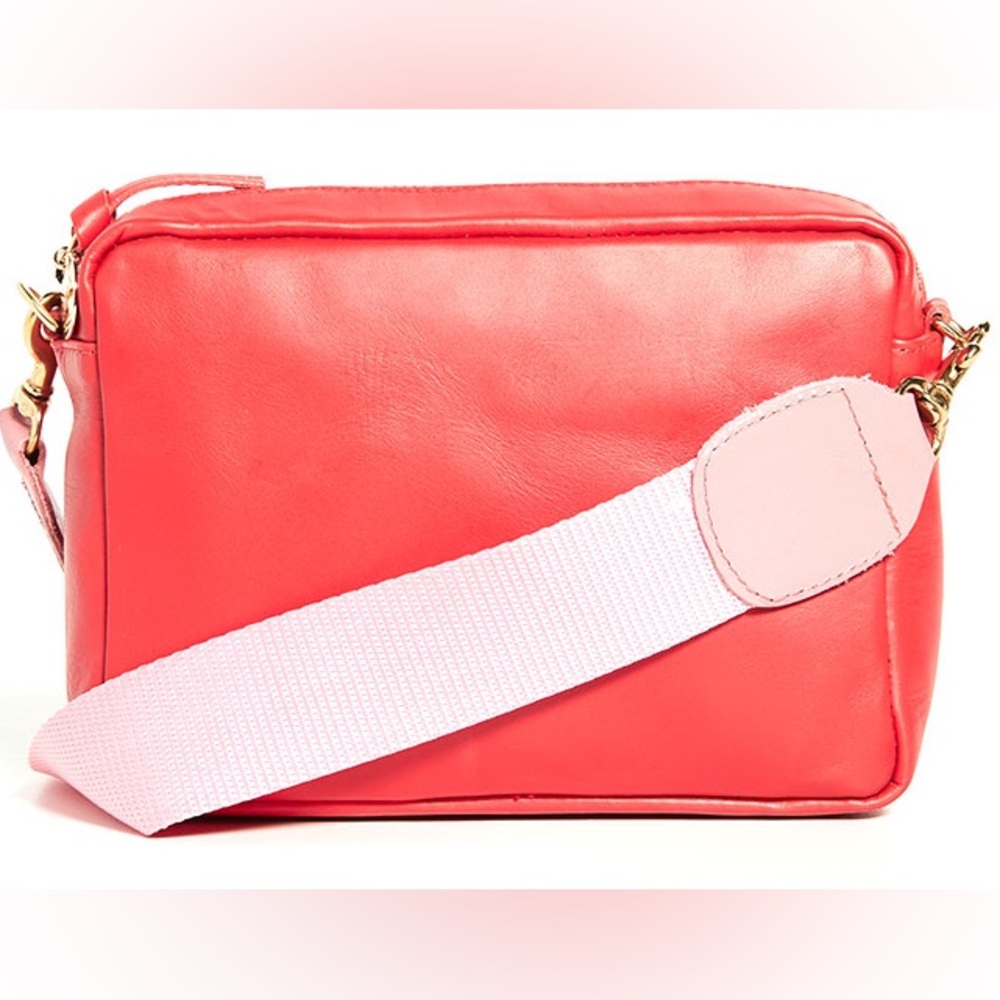 Clare V Midi Sac Crossbody Bag with Pink Strap